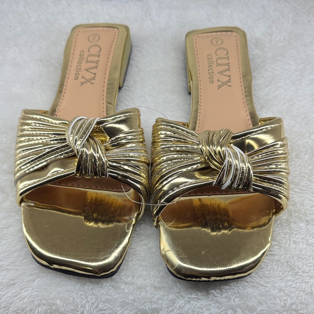 Vix Metallic Gold Slide Sandals